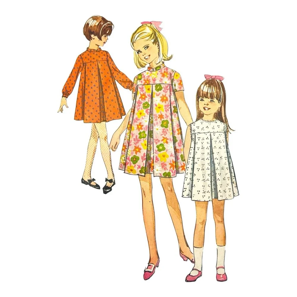 Vintage 1967 Simplicity Sewing Pattern Girls Tent' Dress Size 8 #7453